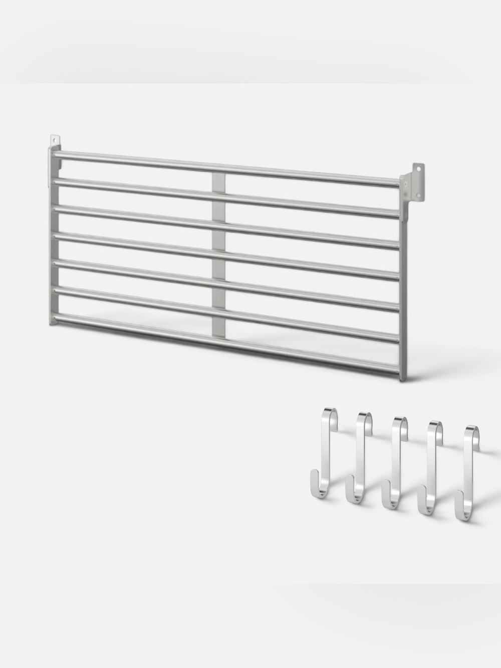 IKEA Kungsfors Stainless Steel Kitchen Wall Storage Grid & Kungsfors Wall Hooks